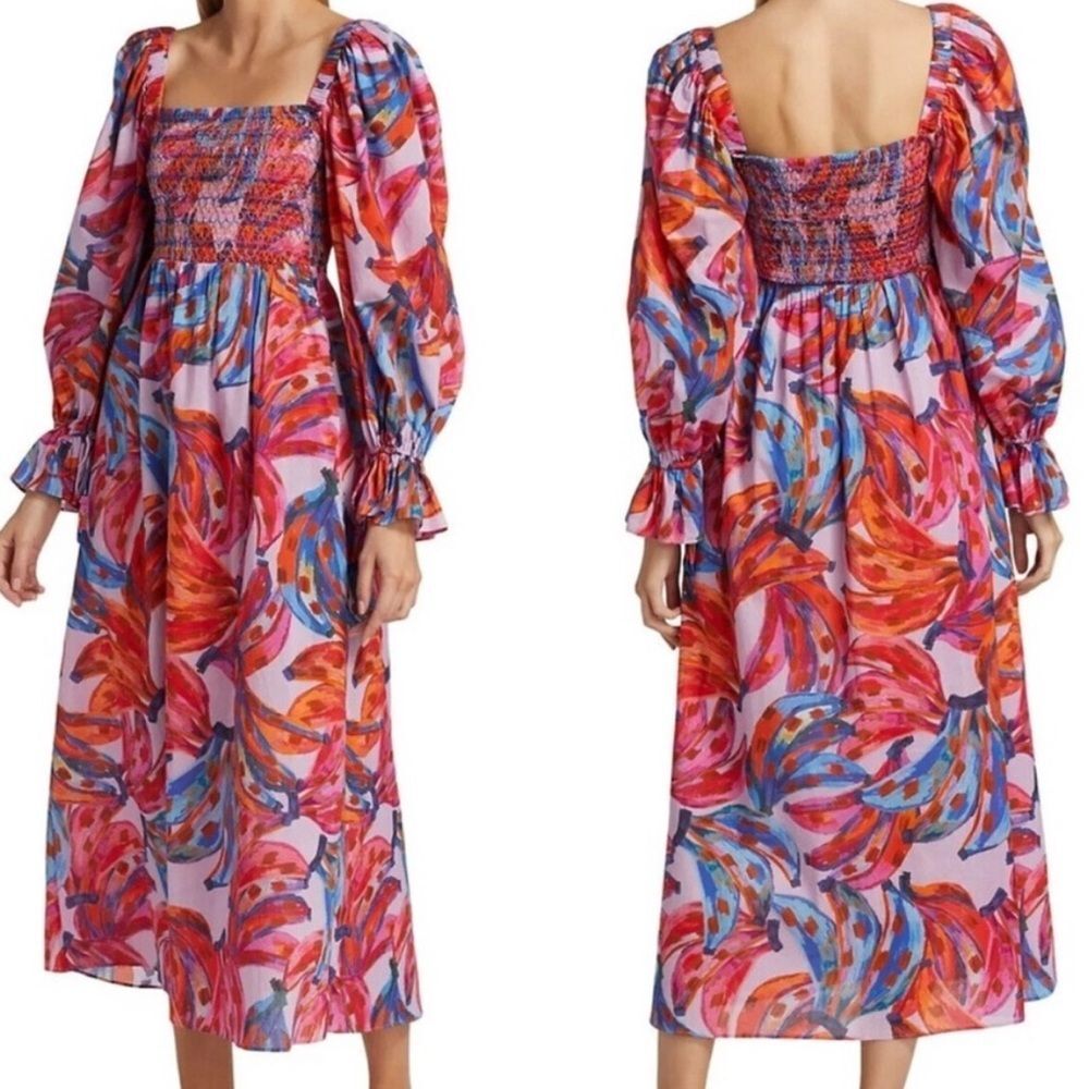 FARM Rio Pink Multicolor Smocked Maxi Dress